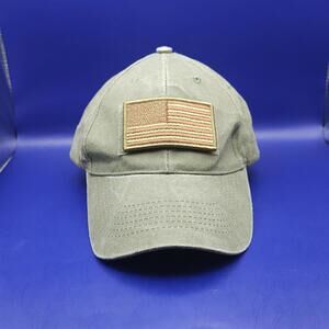 Army Green 2" x 3" Hook & Loop Front Patch Hat Baseball Cap w/Flag Patch